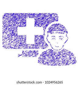Grunge Online Patient rubber seal stamp watermark. Icon symbol with grunge design and unclean texture. Unclean vector blue sign online patient.