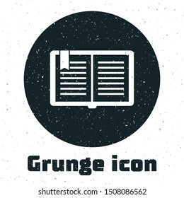 Grunge Open book icon isolated on white background.  Vector Illustration