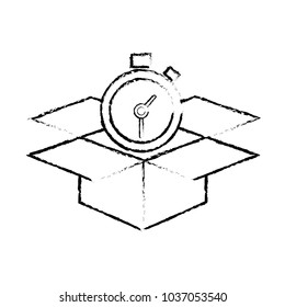 grunge open box package service with chronometer