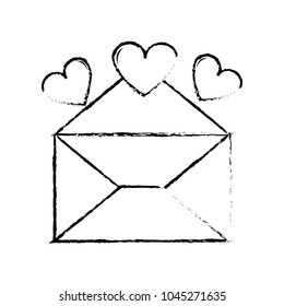 grunge open card letter with hearts design