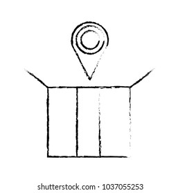 grunge open delivery package with location symbol