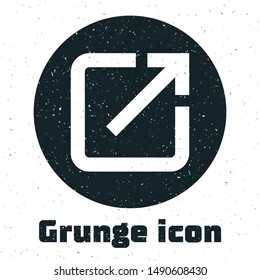 Grunge Open in new window icon isolated on white background. Open another tab button sign. Browser frame symbol. External link sign.  Vector Illustration