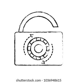 grunge open padlock object with password protection