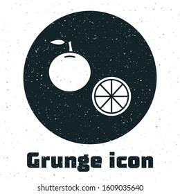 Grunge Orange fruit icon isolated on white background.  Vector Illustration