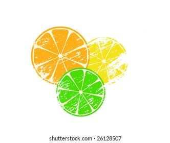 grunge orange, lime and lemon