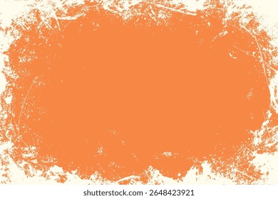 Arrière-plan grunge texture orange avec des taches de peinture blanches. Texture de recouvrement moderne grunge artistique en détresse. template de bannière avec lignes de rayure. Automne ou Halloween dessiner à la main rugueux sale