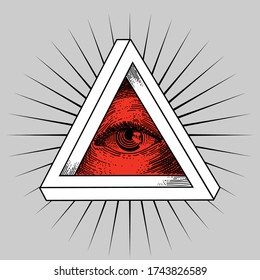 grunge ornament with red eye
