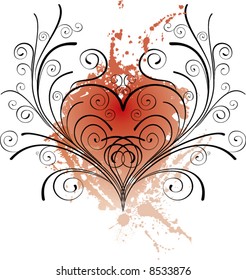 grunge ornamental valentine heart - vector