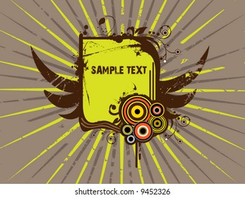 Grunge ornate retro frame with wings