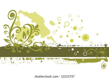 Grunge ornate vegetative pattern on a white background.