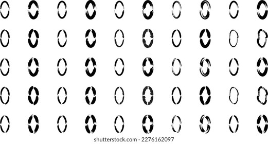 Grunge Oval Circle black abstract shape 50 Set 