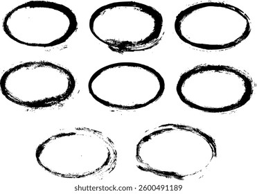 Grunge Oval Circle Splash Design Element Vector Set