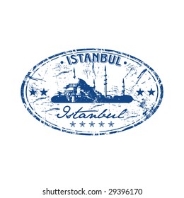 Grunge oval rubber stamp with the name of the capital of Turkey written inside the stamp. Istanbul