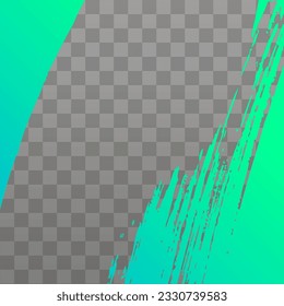 Grunge overlay. Hand drawn brush stroke abstract frame. Transparent checkered background. Modern color. Flat vector illustration.