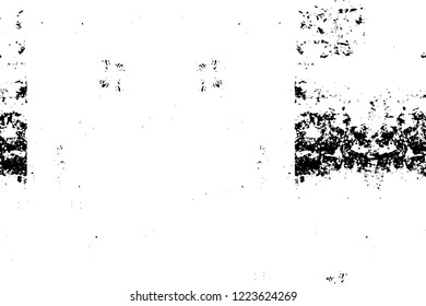Grunge overlay layer. Abstract black and white vector background. Monochrome vintage surface with dirty pattern in cracks, spots, dots. Old wall in dark horror style design