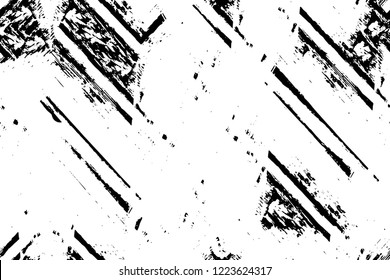 Grunge overlay layer. Abstract black and white vector background. Monochrome vintage surface with dirty pattern in cracks, spots, dots. Old wall in dark horror style design