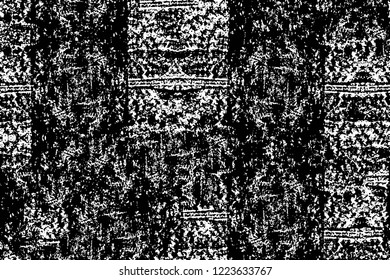 Grunge overlay layer. Abstract black and white vector background. Monochrome vintage surface with dirty pattern in cracks, spots, dots. Old wall in dark horror style design