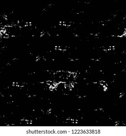 Grunge overlay layer. Abstract black and white vector background. Monochrome vintage surface with dirty pattern in cracks, spots, dots. Old wall in dark horror style design