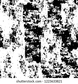 Grunge overlay layer. Abstract black and white vector background. Monochrome vintage surface with dirty pattern in cracks, spots, dots. Old wall in dark horror style design