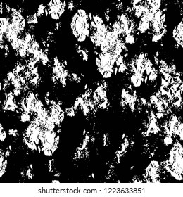 Grunge overlay layer. Abstract black and white vector background. Monochrome vintage surface with dirty pattern in cracks, spots, dots. Old wall in dark horror style design