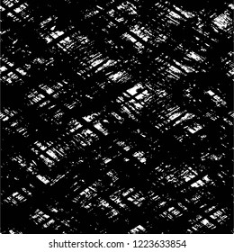 Grunge overlay layer. Abstract black and white vector background. Monochrome vintage surface with dirty pattern in cracks, spots, dots. Old wall in dark horror style design