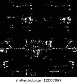 Grunge overlay layer. Abstract black and white vector background. Monochrome vintage surface with dirty pattern in cracks, spots, dots. Old wall in dark horror style design