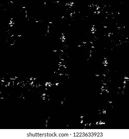 Grunge overlay layer. Abstract black and white vector background. Monochrome vintage surface with dirty pattern in cracks, spots, dots. Old wall in dark horror style design