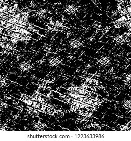 Grunge overlay layer. Abstract black and white vector background. Monochrome vintage surface with dirty pattern in cracks, spots, dots. Old wall in dark horror style design