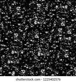 Grunge overlay layer. Abstract black and white vector background. Monochrome vintage surface with dirty pattern in cracks, spots, dots. Old wall in dark horror style design