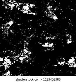 Grunge overlay layer. Abstract black and white vector background. Monochrome vintage surface with dirty pattern in cracks, spots, dots. Old wall in dark horror style design