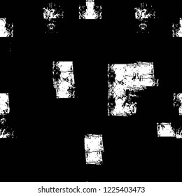 Grunge overlay layer. Abstract black and white vector background. Monochrome vintage surface with dirty pattern in cracks, spots, dots. Old wall in dark horror style design
