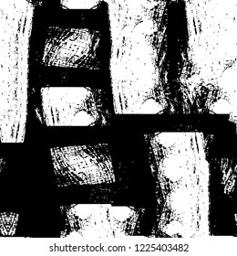 Grunge overlay layer. Abstract black and white vector background. Monochrome vintage surface with dirty pattern in cracks, spots, dots. Old wall in dark horror style design