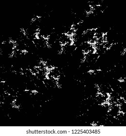 Grunge overlay layer. Abstract black and white vector background. Monochrome vintage surface with dirty pattern in cracks, spots, dots. Old wall in dark horror style design