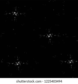 Grunge overlay layer. Abstract black and white vector background. Monochrome vintage surface with dirty pattern in cracks, spots, dots. Old wall in dark horror style design