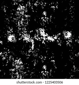 Grunge overlay layer. Abstract black and white vector background. Monochrome vintage surface with dirty pattern in cracks, spots, dots. Old wall in dark horror style design