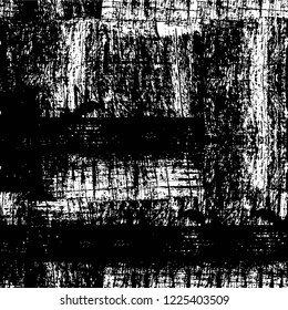 Grunge overlay layer. Abstract black and white vector background. Monochrome vintage surface with dirty pattern in cracks, spots, dots. Old wall in dark horror style design