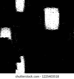 Grunge overlay layer. Abstract black and white vector background. Monochrome vintage surface with dirty pattern in cracks, spots, dots. Old wall in dark horror style design