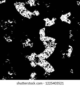 Grunge overlay layer. Abstract black and white vector background. Monochrome vintage surface with dirty pattern in cracks, spots, dots. Old wall in dark horror style design