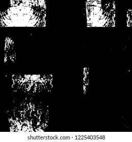 Grunge overlay layer. Abstract black and white vector background. Monochrome vintage surface with dirty pattern in cracks, spots, dots. Old wall in dark horror style design