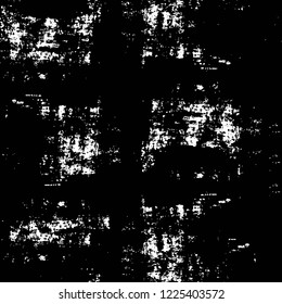 Grunge overlay layer. Abstract black and white vector background. Monochrome vintage surface with dirty pattern in cracks, spots, dots. Old wall in dark horror style design