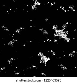 Grunge overlay layer. Abstract black and white vector background. Monochrome vintage surface with dirty pattern in cracks, spots, dots. Old wall in dark horror style design