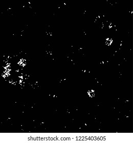 Grunge overlay layer. Abstract black and white vector background. Monochrome vintage surface with dirty pattern in cracks, spots, dots. Old wall in dark horror style design