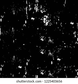 Grunge overlay layer. Abstract black and white vector background. Monochrome vintage surface with dirty pattern in cracks, spots, dots. Old wall in dark horror style design