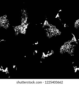 Grunge overlay layer. Abstract black and white vector background. Monochrome vintage surface with dirty pattern in cracks, spots, dots. Old wall in dark horror style design