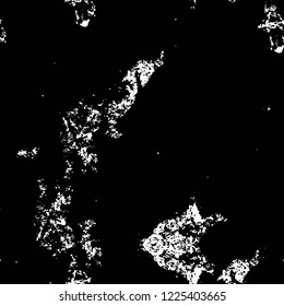 Grunge overlay layer. Abstract black and white vector background. Monochrome vintage surface with dirty pattern in cracks, spots, dots. Old wall in dark horror style design