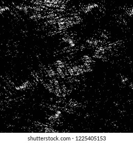 Grunge overlay layer. Abstract black and white vector background. Monochrome vintage surface with dirty pattern in cracks, spots, dots. Old wall in dark horror style design