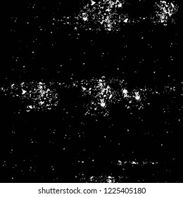 Grunge overlay layer. Abstract black and white vector background. Monochrome vintage surface with dirty pattern in cracks, spots, dots. Old wall in dark horror style design