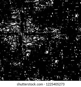Grunge overlay layer. Abstract black and white vector background. Monochrome vintage surface with dirty pattern in cracks, spots, dots. Old wall in dark horror style design