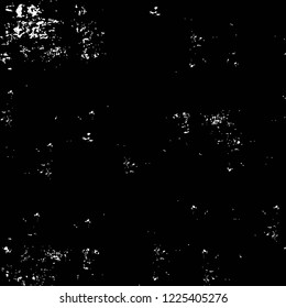 Grunge overlay layer. Abstract black and white vector background. Monochrome vintage surface with dirty pattern in cracks, spots, dots. Old wall in dark horror style design