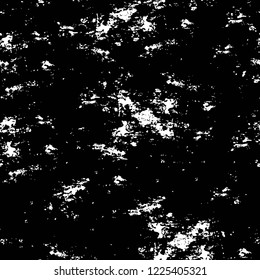Grunge overlay layer. Abstract black and white vector background. Monochrome vintage surface with dirty pattern in cracks, spots, dots. Old wall in dark horror style design